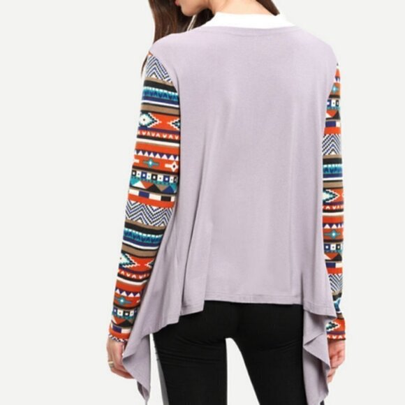 Drape Front Knit sleeve cardigan top - Picture 3 of 7